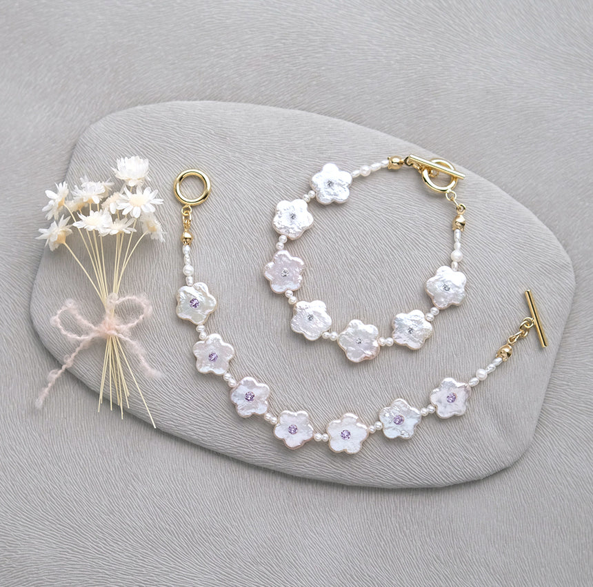 淡水パールのお花の一粒ピアス/イヤリング